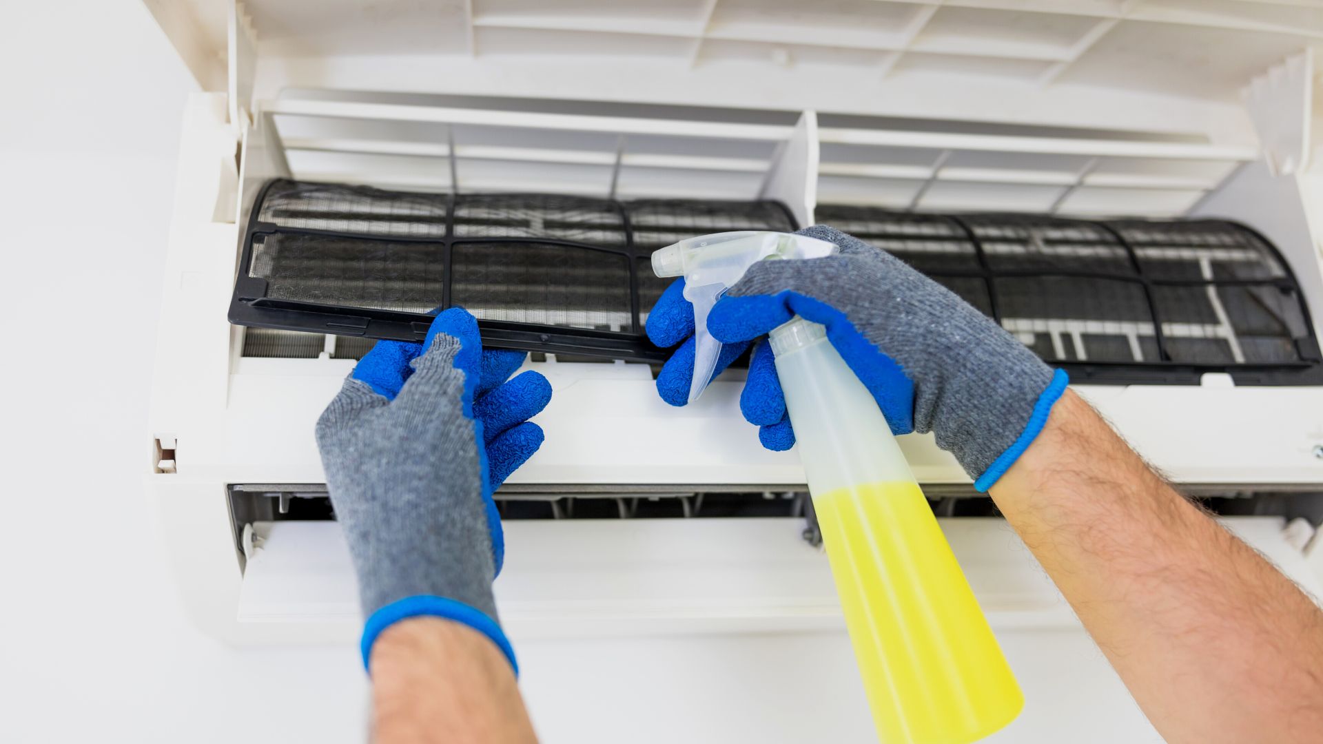 spring hvac maintenance; cleaning the ductless HVAC system