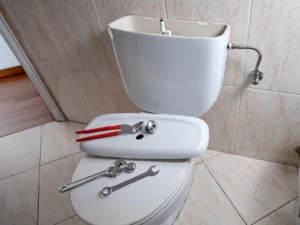 toilet being repaired
