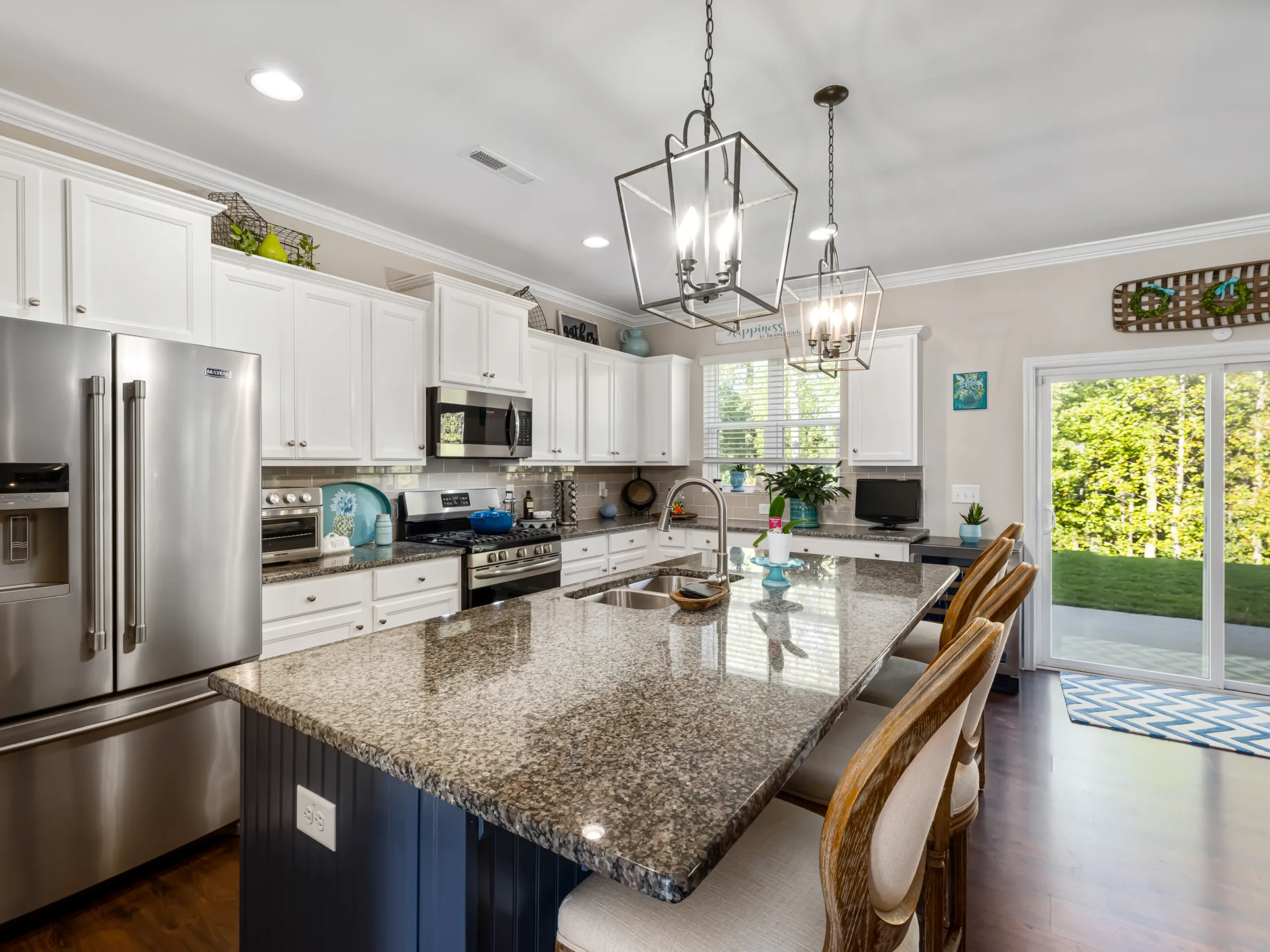 clean kitchen with blue accents