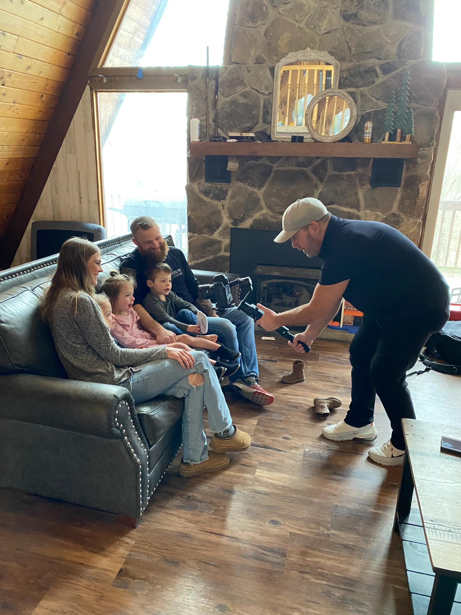 Brian Mealy and family of Blairsville receiving their furnace from Johnson's Furnace Giveaway in 2025